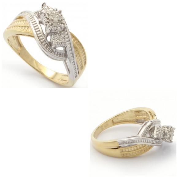 Sterling silver white gold diamond ring
